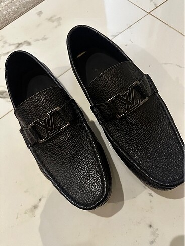 Lv erkek siyah deri loafer