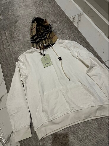 Burberry erkek kapuşonlu beyaz sweat