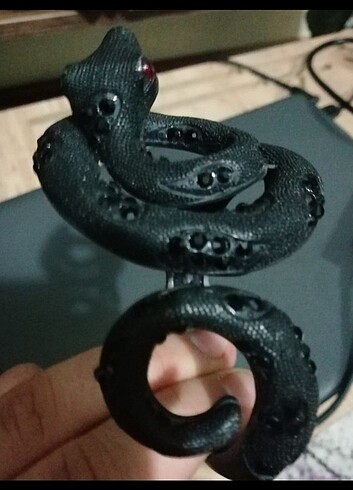 Beden Gotik taşlı yılan bileklik siyah y2k bilezik