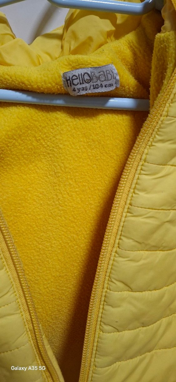 Unisex Çocuk Sarı Fermuarlı Mont - Görsel 2