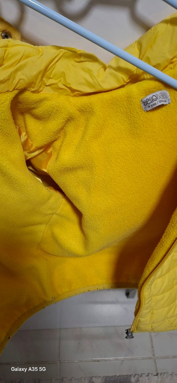 Unisex Çocuk Sarı Fermuarlı Mont - Görsel 3