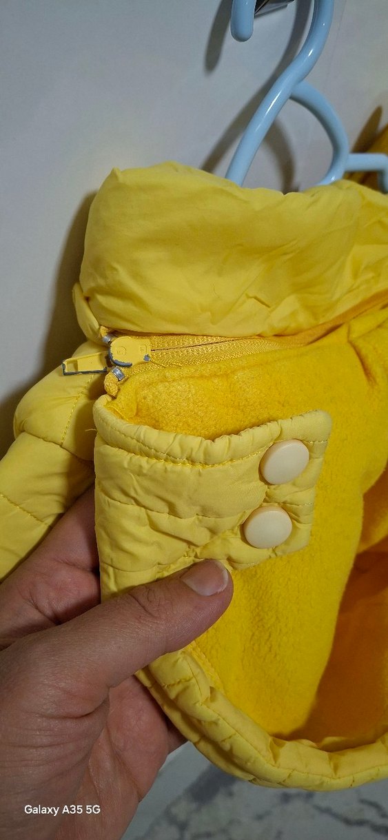 Unisex Çocuk Sarı Fermuarlı Mont - Görsel 5