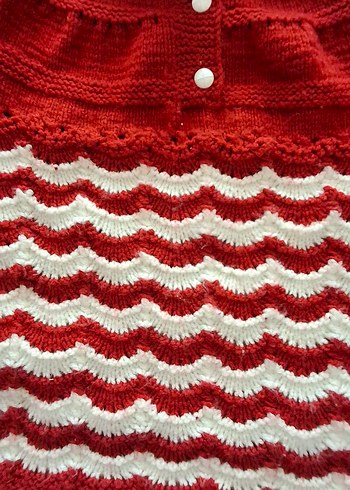 Kız Çocuk Kısa Kollu Kırmızı Örgü Kazak - Görsel 2