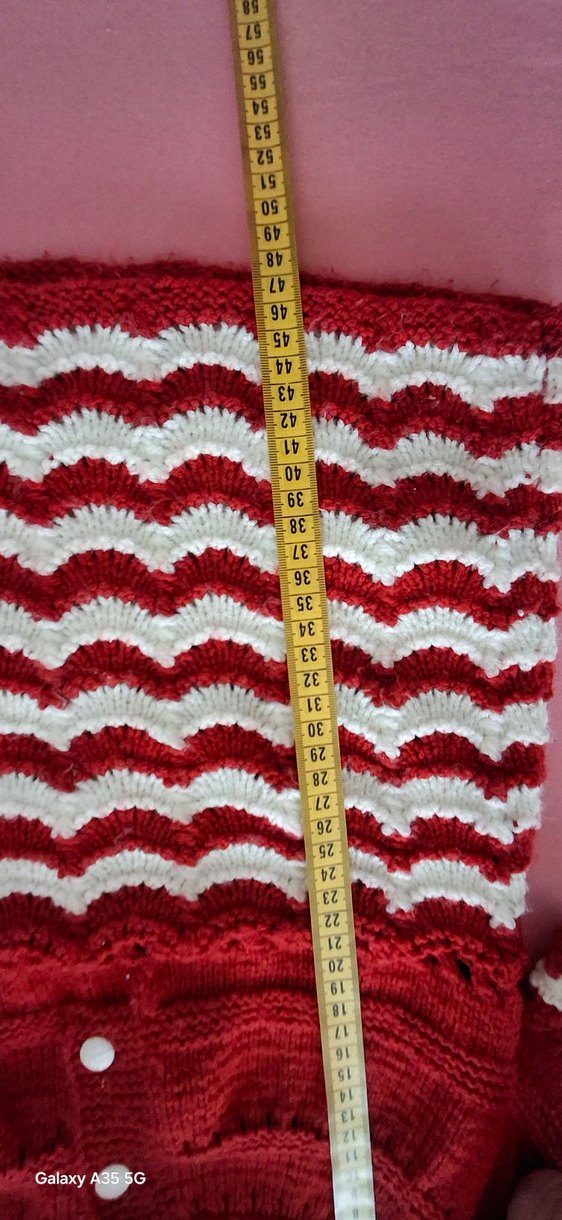 Kız Çocuk Kısa Kollu Kırmızı Örgü Kazak - Görsel 3