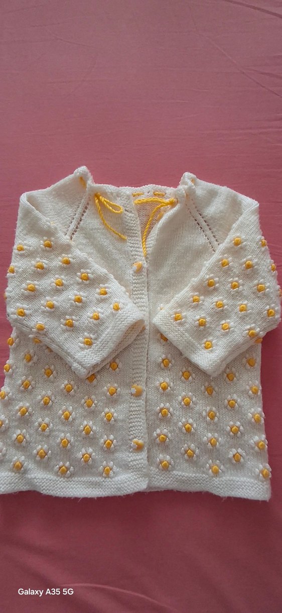 Kız Çocuk Beyaz Nakışlı Triko Hırka - Görsel 2