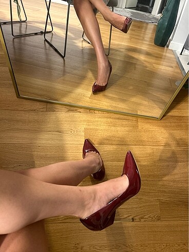 Koton Rugan bordo civi topuk sivri burun stiletto