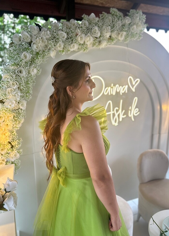 The Elsa Yağ Yeşili Söz/ Nişan Elbisesi - Görsel 2