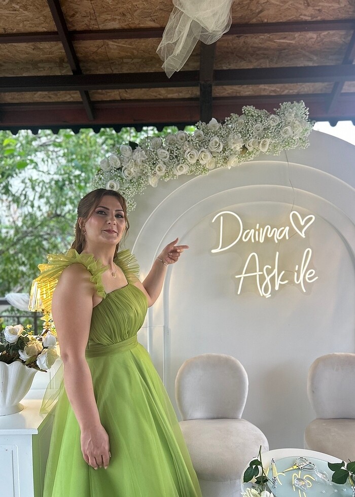 The Elsa Yağ Yeşili Söz/ Nişan Elbisesi - Görsel 4