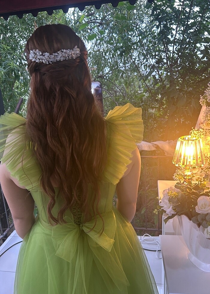 The Elsa Yağ Yeşili Söz/ Nişan Elbisesi - Görsel 3