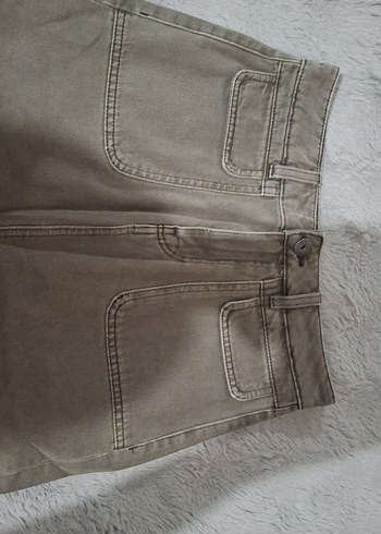 Bej Renkli Kadın Denim Midi Etek - Görsel 2