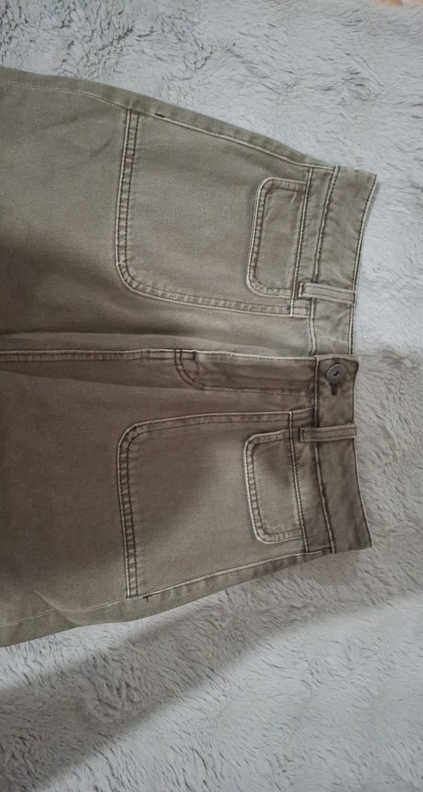 Bej Renkli Kadın Denim Midi Etek - Görsel 2