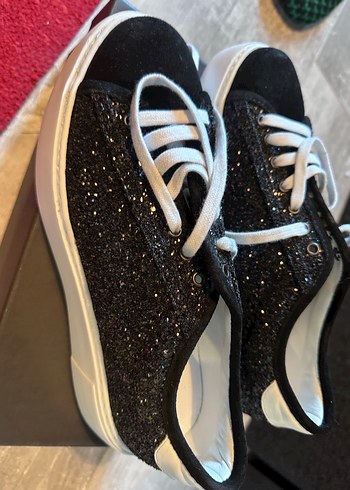 40 Beden siyah Renk Academia Siyah Simli Sneakers