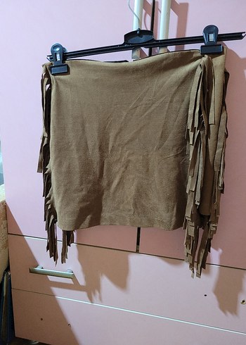 BeBe Drapeli Taba Nubuk Mini Etek