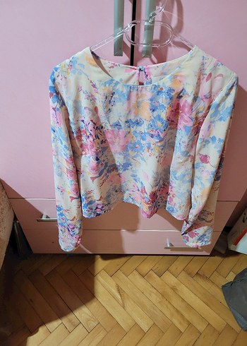 Pastel Pembe Uzun Kollu Bohem Bluz