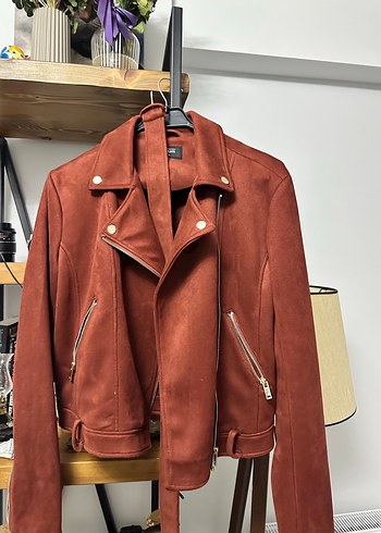 Colins Kahverengi Kadın Süet Kemerli Deri Ceket - Görsel 4