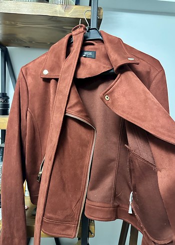 Colins Kahverengi Kadın Süet Kemerli Deri Ceket - Görsel 2
