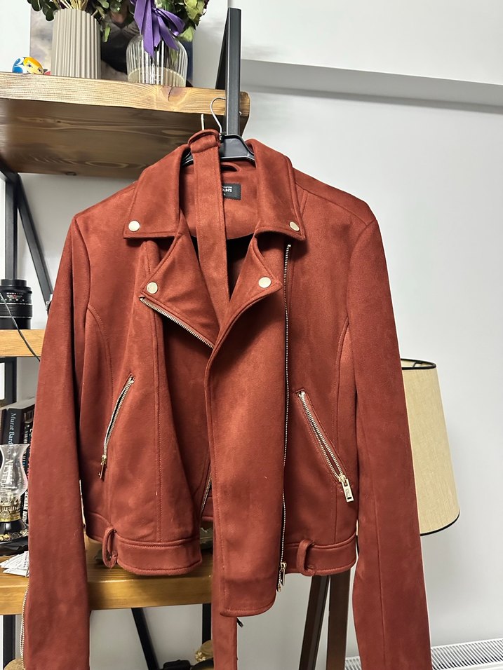 Colins Kahverengi Kadın Süet Kemerli Deri Ceket - Görsel 4