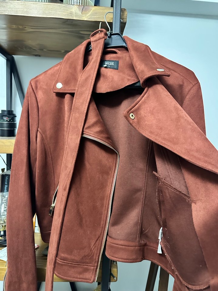 Colins Kahverengi Kadın Süet Kemerli Deri Ceket - Görsel 2