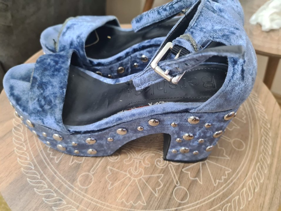 Bershka Mavi Denim Tokalı Platform Topuklu Kadın Ayakkabı - Görsel 2
