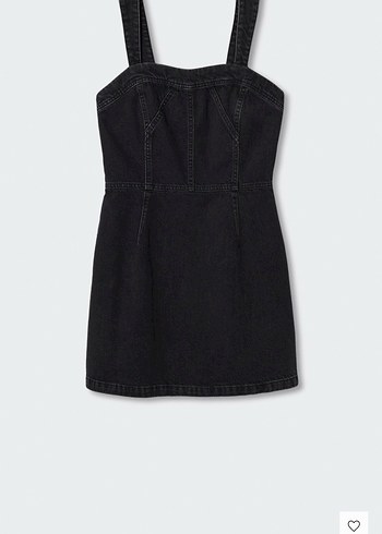Mango Siyah Kemerli Mini Denim Elbise