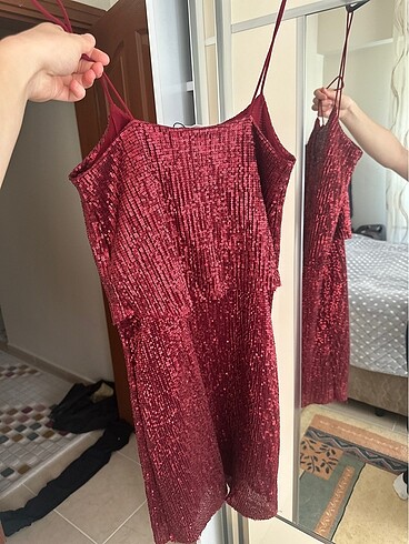 xs Beden bordo Renk Mango elbise
