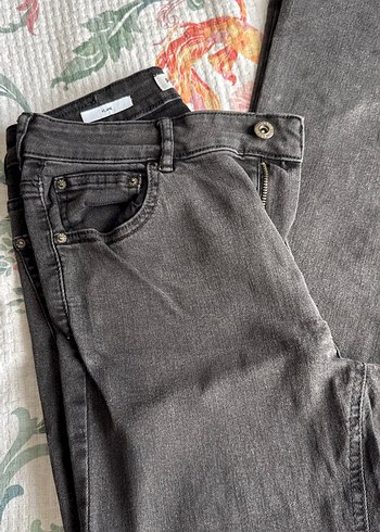 Koyu Gri Flare Kot Pantolon - Görsel 2