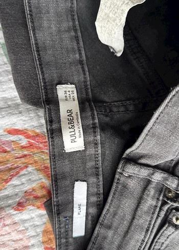 Koyu Gri Flare Kot Pantolon - Görsel 5