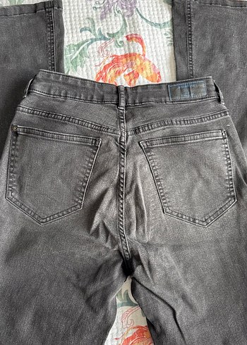 Koyu Gri Flare Kot Pantolon - Görsel 3