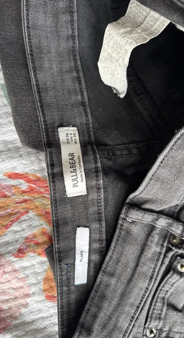 Koyu Gri Flare Kot Pantolon - Görsel 5