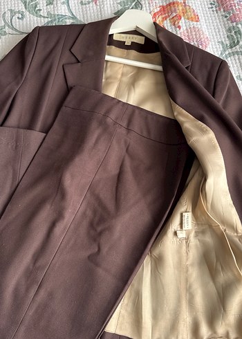 Henry Koyu Kahverengi Flare Kadın Kumaş Pantolon ve Blazer - Görsel 4