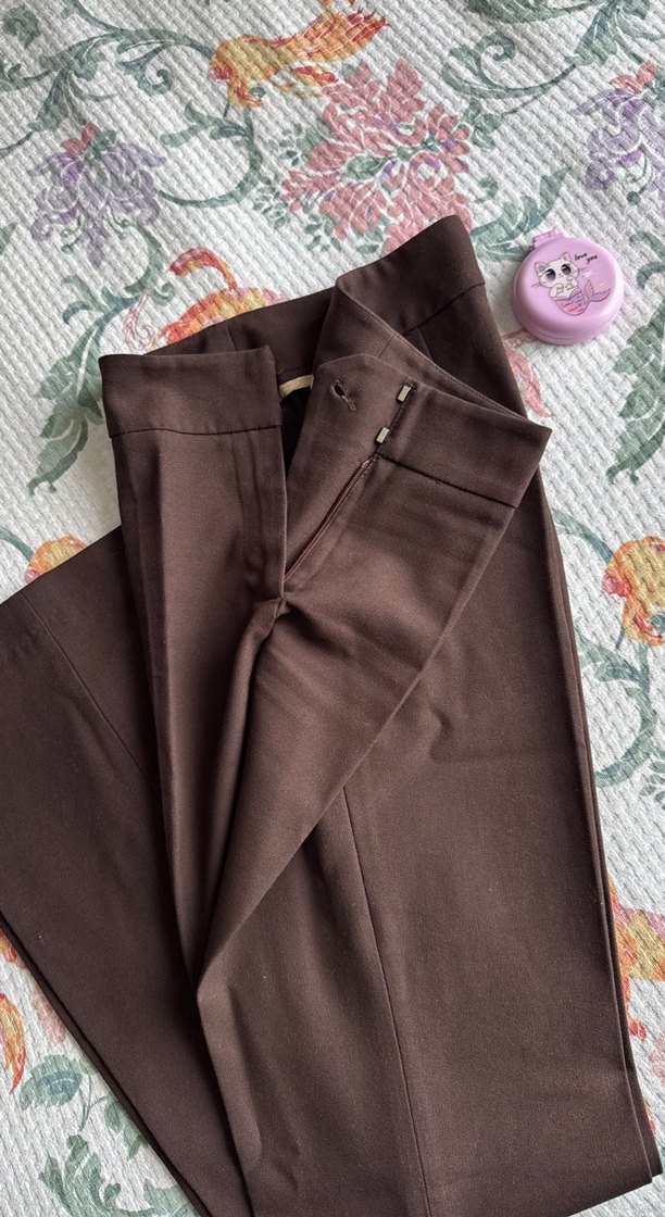 Henry Koyu Kahverengi Flare Kadın Kumaş Pantolon ve Blazer - Görsel 3