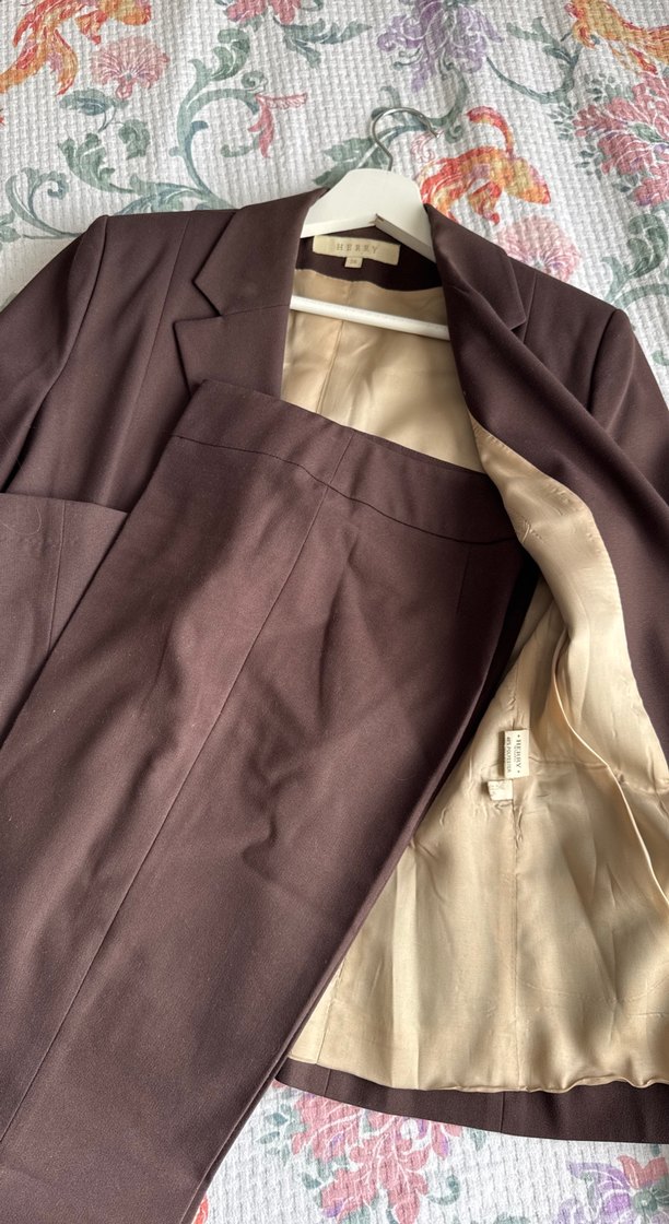 Henry Koyu Kahverengi Flare Kadın Kumaş Pantolon ve Blazer - Görsel 4