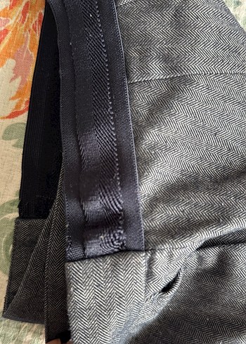 Gri Lacivert Balıksırtı Kadın Kumaş Pantolon - Görsel 2