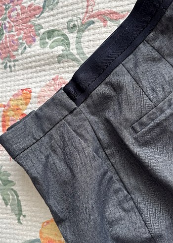 Gri Lacivert Balıksırtı Kadın Kumaş Pantolon - Görsel 4