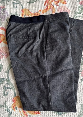 Gri Lacivert Balıksırtı Kadın Kumaş Pantolon - Görsel 3