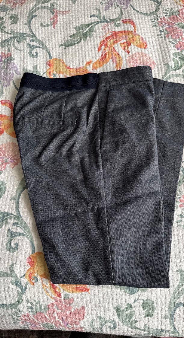 Gri Lacivert Balıksırtı Kadın Kumaş Pantolon - Görsel 3