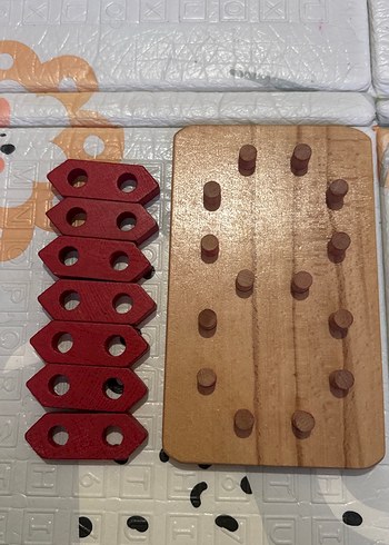 Parlak Kırmızı Ahşap Oyuncak Rakam - Görsel 3