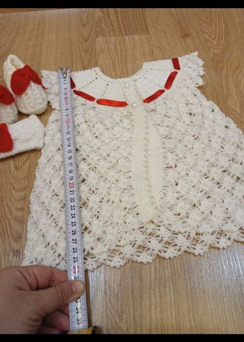LC Waikiki Nakışlı Beyaz Örgü Kız Bebek Takımı