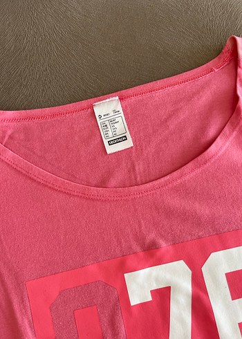 xs Beden Pembe Baskılı Kısa Kollu Spor Tişört