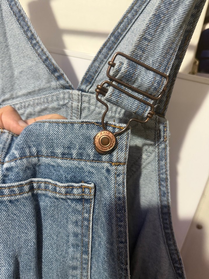 Kadın Mavi Denim Askılı  Salopet - Görsel 2