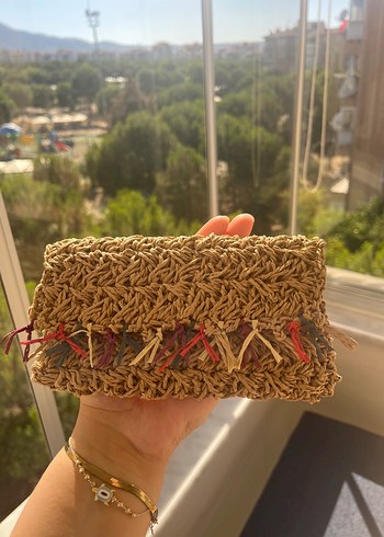 Bohem Örgü Kahverengi Clutch Çanta