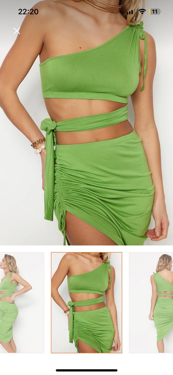 Yeşil Etek ve Crop Takımı - Görsel 2