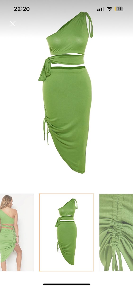 Yeşil Etek ve Crop Takımı - Görsel 3