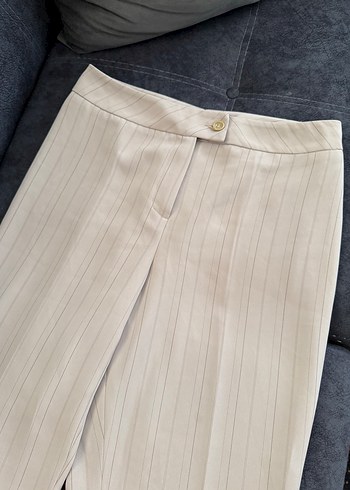 Düğmeli Bej Kadın Kumaş Pantolon - Görsel 3