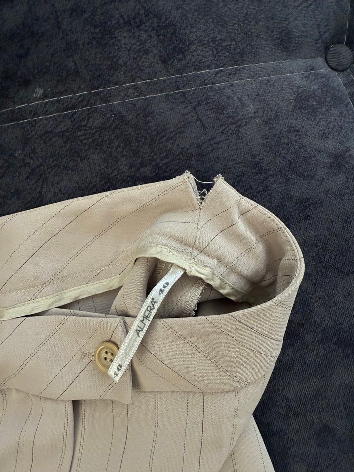 Düğmeli Bej Kadın Kumaş Pantolon - Görsel 4