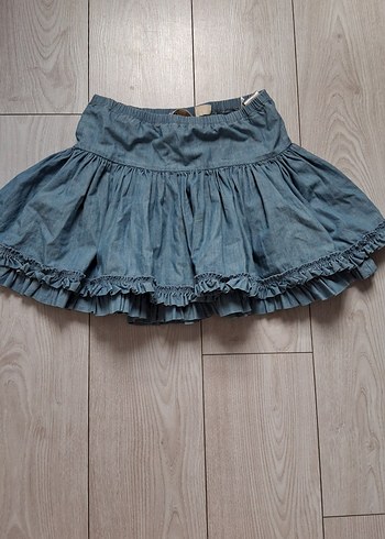 Kız Çocuk Mavi Denim Fırfırlı Etek