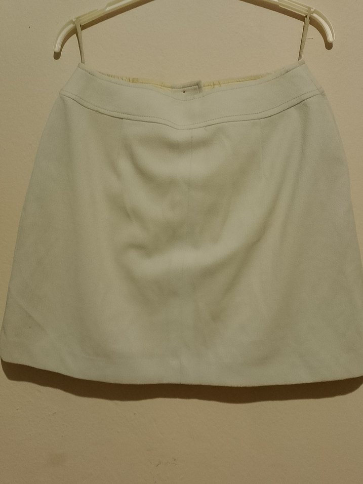 Düğmeli Beyaz Midi Kadın Etek - Görsel 2