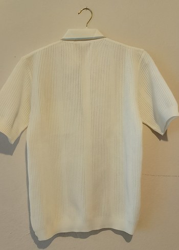 Erkek Beyaz Örgü Polo Yaka Tişört - Görsel 2