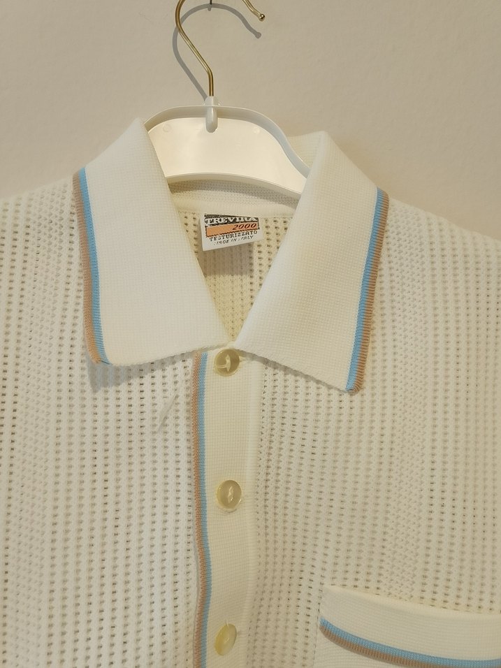 Erkek Beyaz Örgü Polo Yaka Tişört - Görsel 3