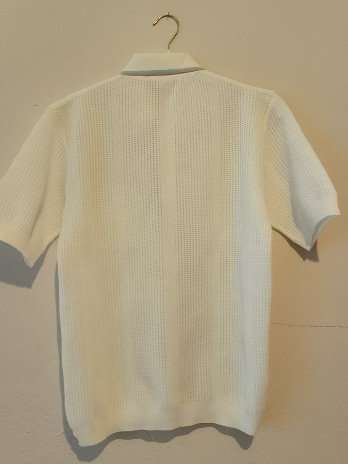 Erkek Beyaz Örgü Polo Yaka Tişört - Görsel 2